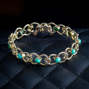 Antique Victorian Turquoise Bracelet 9ct Gold 