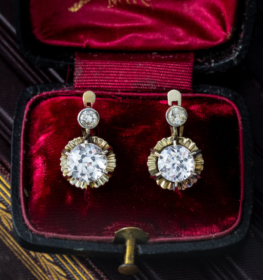 Antique Victorian Topaz Drop Earrings Silver Gilt