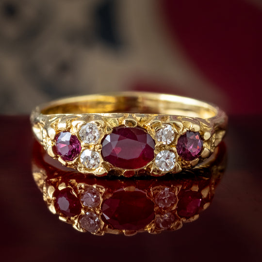 Vintage Ruby Diamond Ring 0.50ct Ruby Dated 1975
