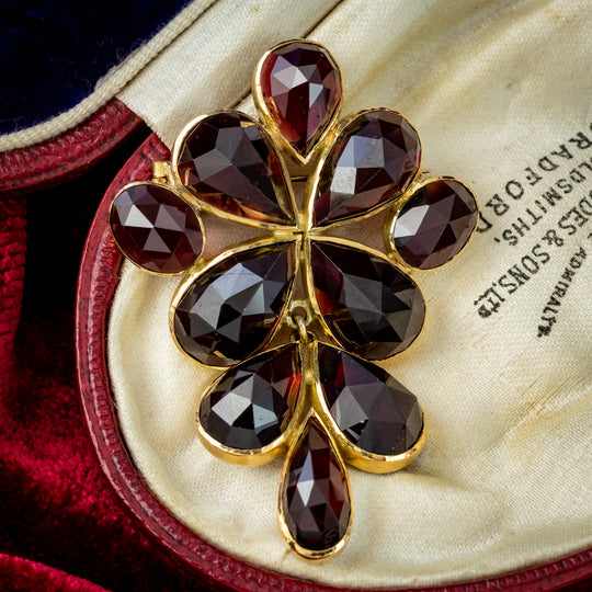 Vintage Almandine Garnet Brooch Pendant 14ct Gold