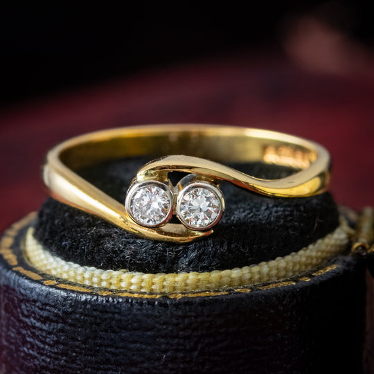 Vintage Diamond Toi Et Moi Twist Ring 0.20ct Total Dated 1989