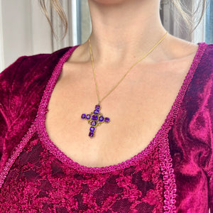 Antique Georgian Amethyst Cross Pendant 18ct Gold