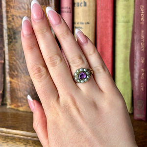 Antique Victorian Amethyst Pearl Cluster Ring