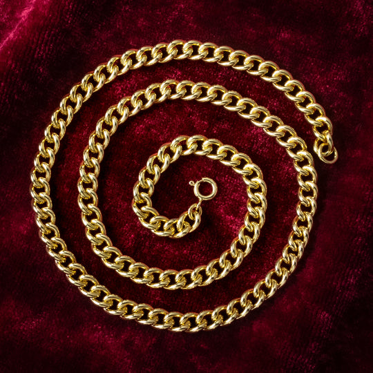 Vintage Curb Chain Sterling Silver 18ct Gold Gilt 20 Inch
