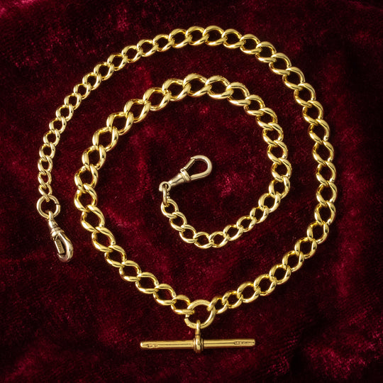 Antique Victorian Albert Chain Silver 18ct Gold Gilt 19.5 Inch