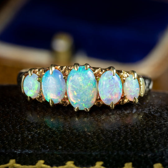 Antique Victorian Opal Five Stone Ring 1ct Total