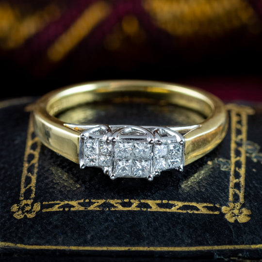Vintage Princess Cut Diamond Cluster Ring 0.33ct Total