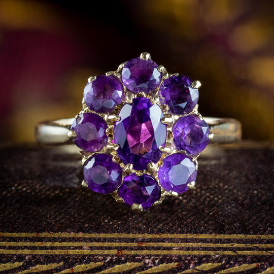 Vintage Amethyst Cluster Ring 2.3ct Total