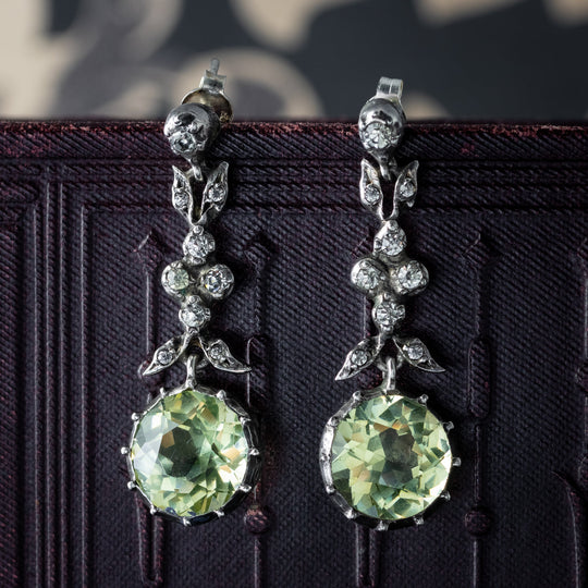 Antique Victorian Paste Drop Earrings Sterling Silver
