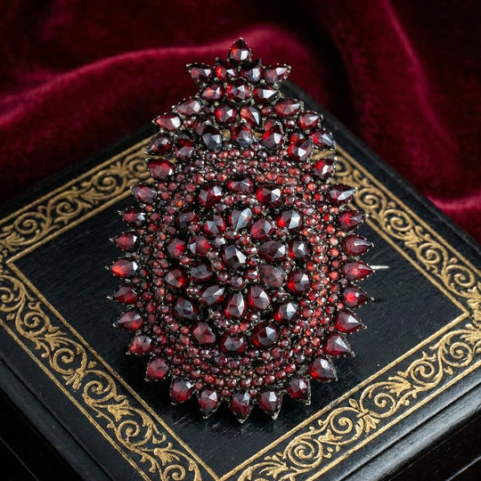 Antique Victorian Bohemian Garnet Brooch Locket