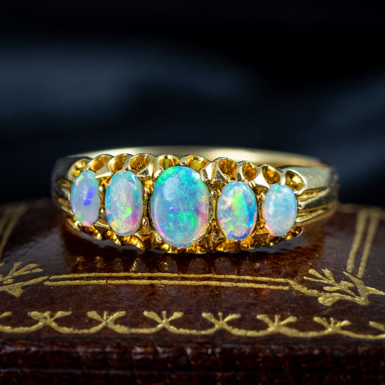 Antique Edwardian Opal Five Stone Ring Dated 1912