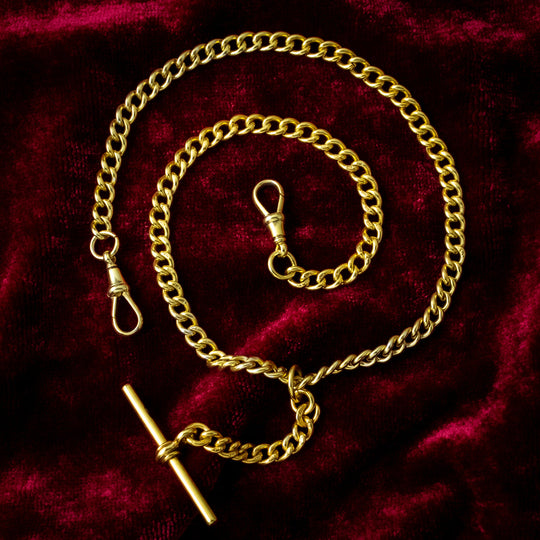 Antique Edwardian Albert Curb Chain Gold Gilt Sterling Silver 17 Inch