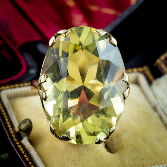 Vintage Citrine Cocktail Ring 28ct Citrine Dated 1969