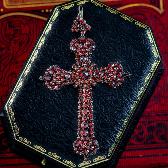 Antique Victorian Bohemian Garnet Cross Pendant