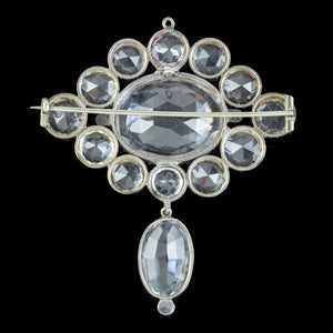 Antique Victorian Rock Crystal Brooch Silver Circa 1880