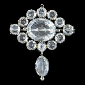 Antique Victorian Rock Crystal Brooch Silver Circa 1880