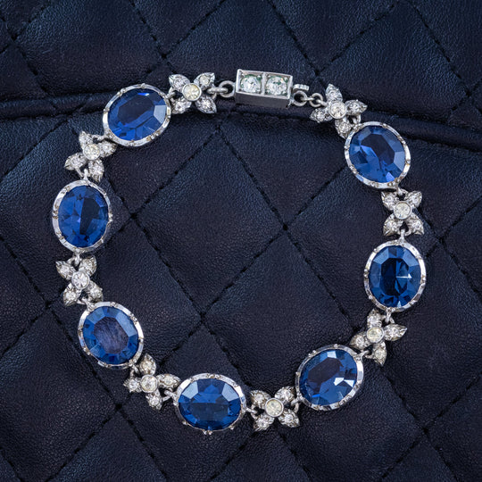 Antique Art Deco Blue Paste Bracelet