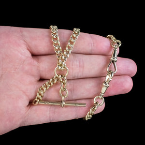 Antique Edwardian Albert Chain Silver 18ct Gold Gilt Dated 1909