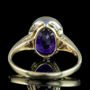 Antique Edwardian Amethyst Diamond Solitaire Ring 4ct Amethyst 