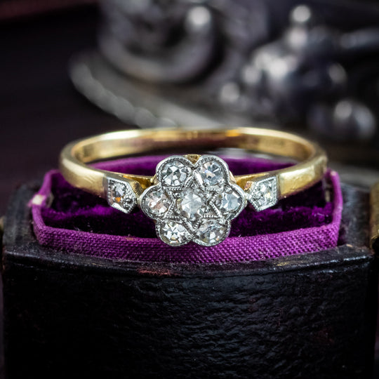 Antique Edwardian Diamond Daisy Cluster Ring