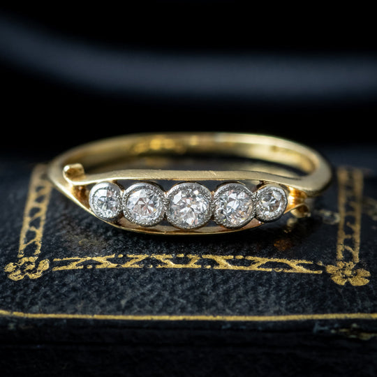 Antique Edwardian Diamond Five Stone Ring 0.36ct Total