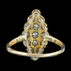 Antique Edwardian Diamond Navette Cluster Ring 1.06ct Total