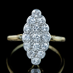 Antique Edwardian Diamond Navette Cluster Ring 1.06ct Total