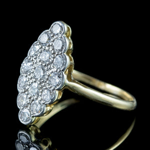 Antique Edwardian Diamond Navette Cluster Ring 1.06ct Total