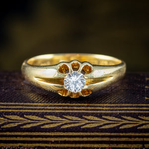 Antique Edwardian Diamond Solitaire Ring 22ct Gold Dated 1915