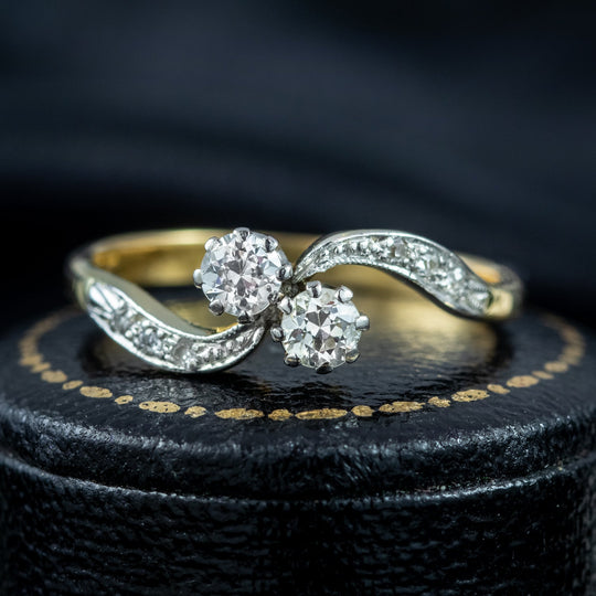 Antique Edwardian Diamond Toi Et Moi Twist Ring 0.32ct Total