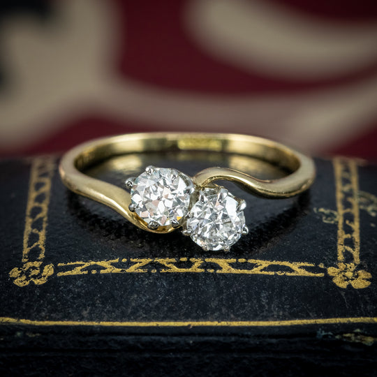 Antique Edwardian Diamond Toi Et Moi Twist Ring 0.50ct Total