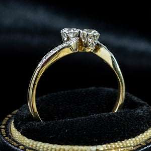 Antique Edwardian Diamond Toi Et Moi Twist Ring 0.32ct Total