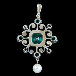 Antique Edwardian Green Paste Pearl Pendant 