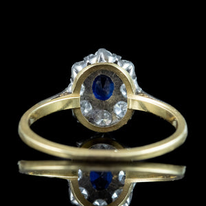 Antique Edwardian Sapphire Diamond Cluster Ring 0.30ct Blue Sapphire