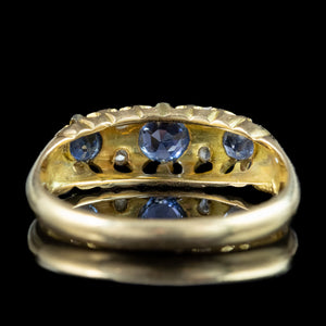 Antique Edwardian Sapphire Diamond Ring Dated 1918