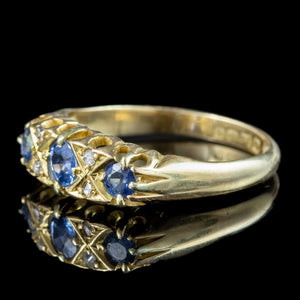 Antique Edwardian Sapphire Diamond Ring Dated 1918