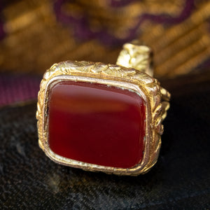 Antique Georgian Carnelian Fob Pendant 18ct Gold Cased 