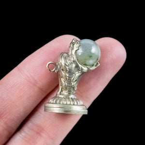 Antique Georgian Moss Agate Fob Pendant Gold Gilt