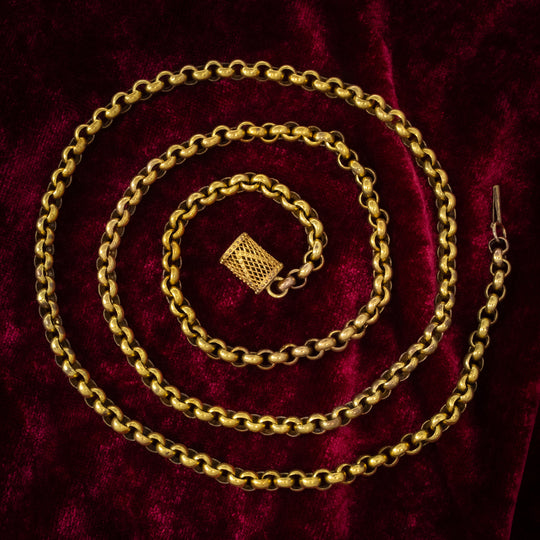 Antique Georgian Guard Chain 39 Inch With Barrel Clasp