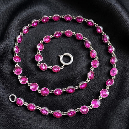 Antique Georgian Pink Paste Riviere Necklace Silver