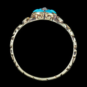 Antique Georgian Turquoise Forget Me Not Diamond Cluster Ring