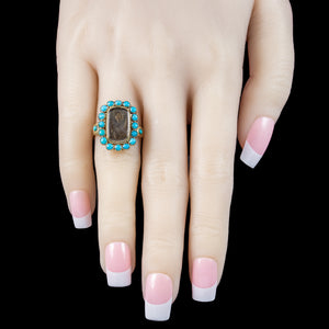 Antique Georgian Turquoise Mourning Ring Dated 1795