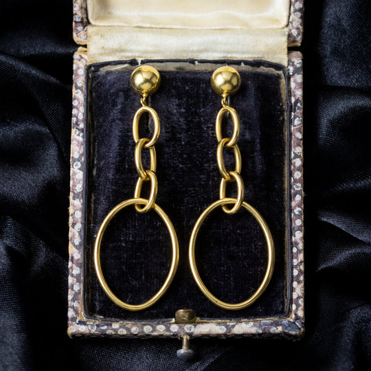 Antique Victorian 22ct Gold Hoop Drop Earrings