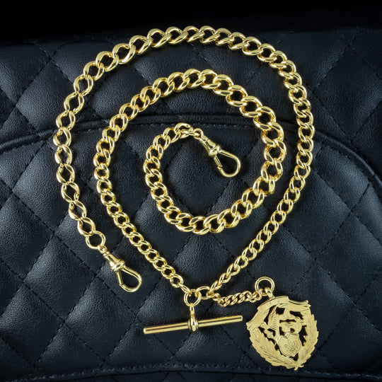 Antique Victorian Albert Chain Silver 18ct Gold Gilt With Medallion