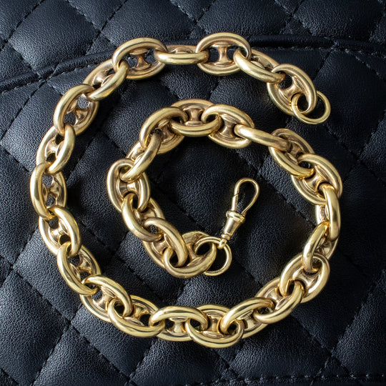 Antique Victorian Anchor Link Chain Silver 18ct Gold Gilt
