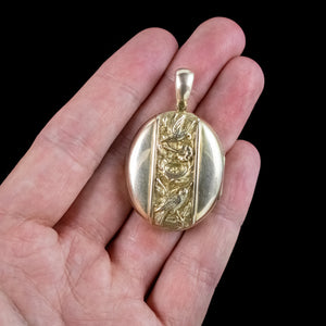 Antique Victorian Bird Nest Ivy Locket 9ct Gold