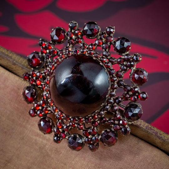 Antique Victorian Bohemian Garnet Star Brooch