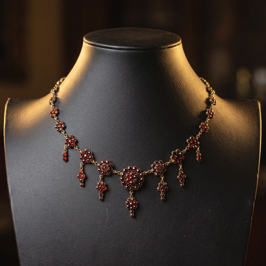 Antique Victorian Bohemian Garnet Collar Necklace