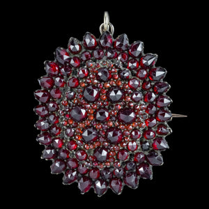 Antique Victorian Bohemian Garnet Locket Brooch