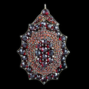 Antique Victorian Bohemian Garnet Locket Brooch 